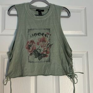 Forever 21 Sage green muscle tank with ties on sides